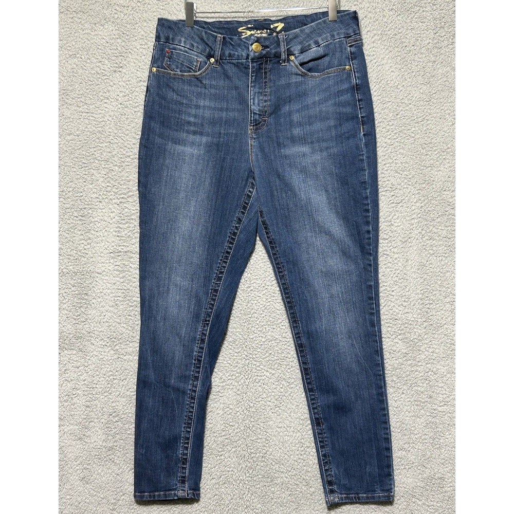 Seven7 Womens 16 Tummyless High Rise Comfortable Stretch Skinny Blue Jean